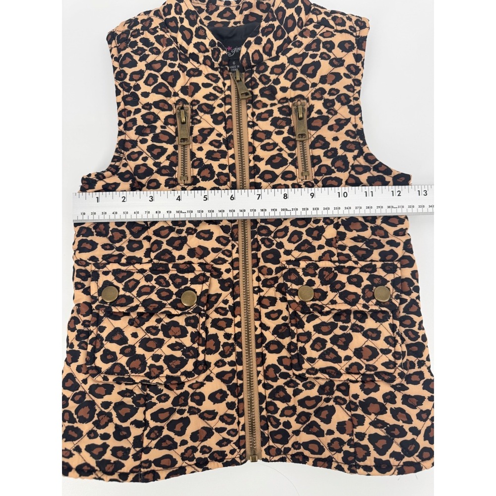 I.N. Girl Leopard Print Quilted Puffer Jacket Vest Size 6 - Picture 6 of 8